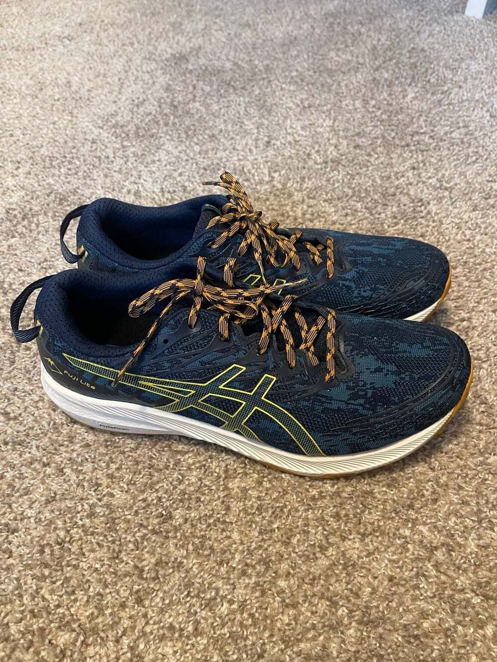 ASICS Fuji Lite 3 Trail Running Shoes (Ink Teal/Golden Yellow) Mens Sz 11.5